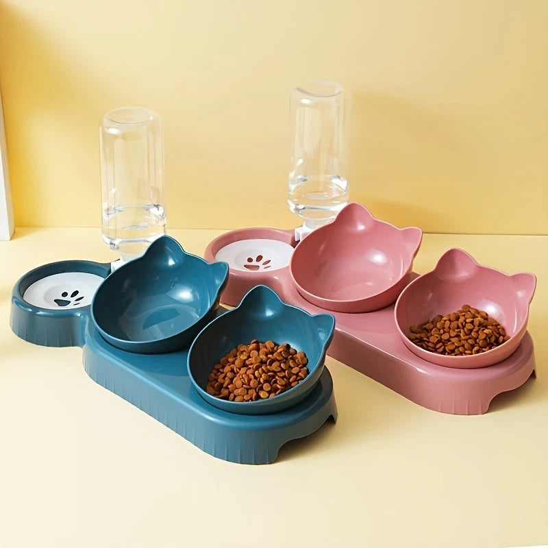 🐱💧 Purrfect Mealtimes — 3-in-1 Cat Food & Water Bowl with Automatic Water Supply