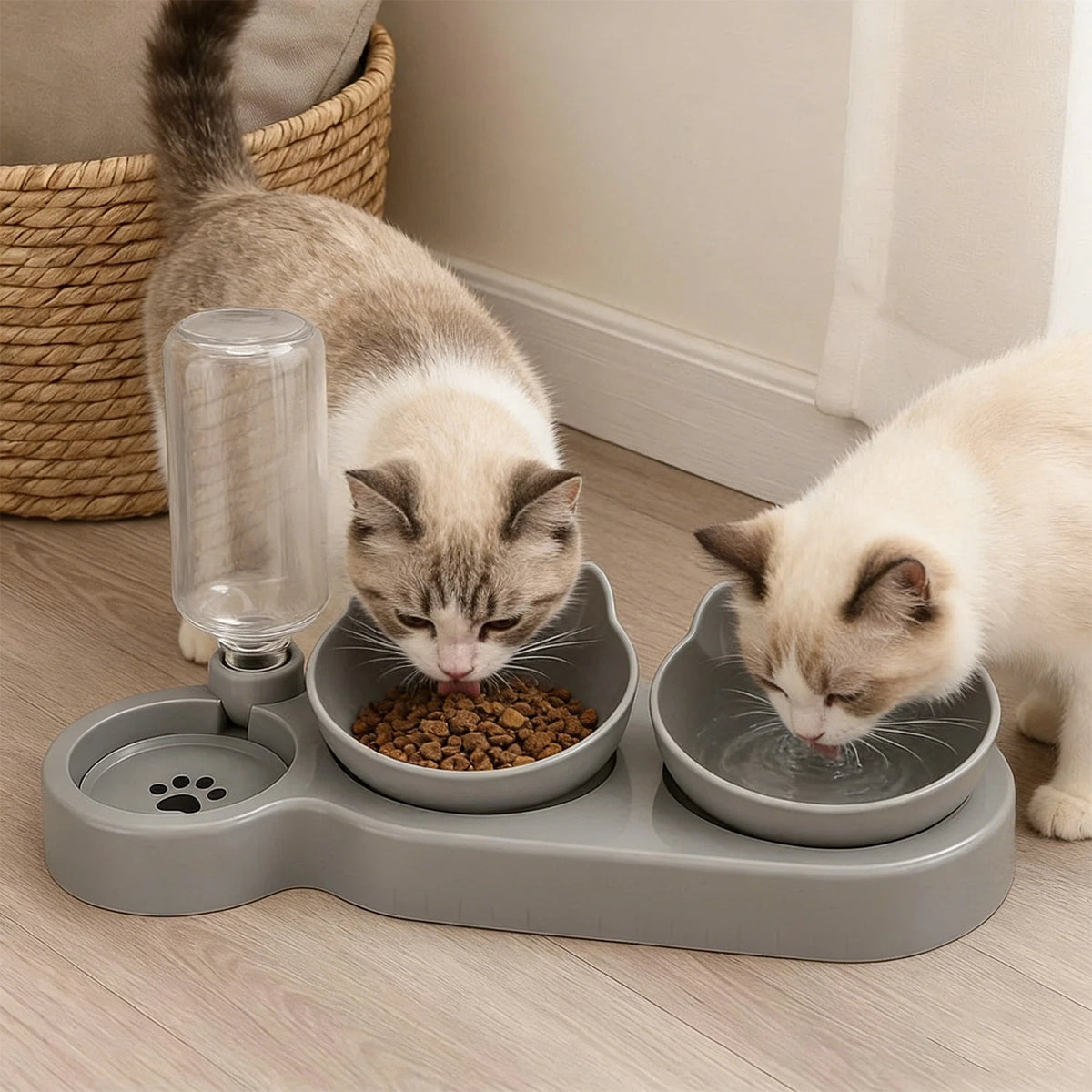 🐱💧 Purrfect Mealtimes — 3-in-1 Cat Food & Water Bowl with Automatic Water Supply