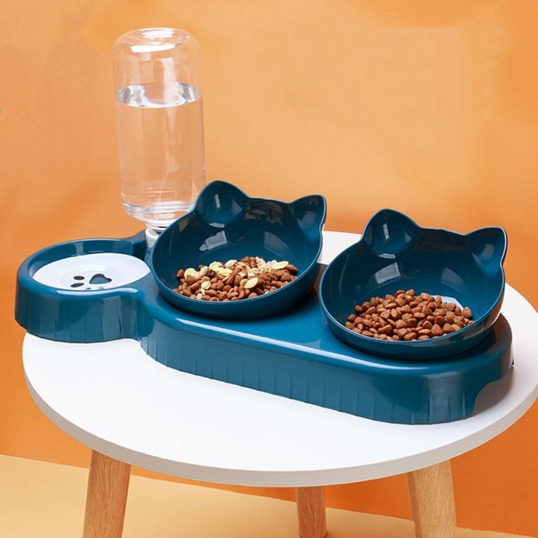 🐱💧 Purrfect Mealtimes — 3-in-1 Cat Food & Water Bowl with Automatic Water Supply