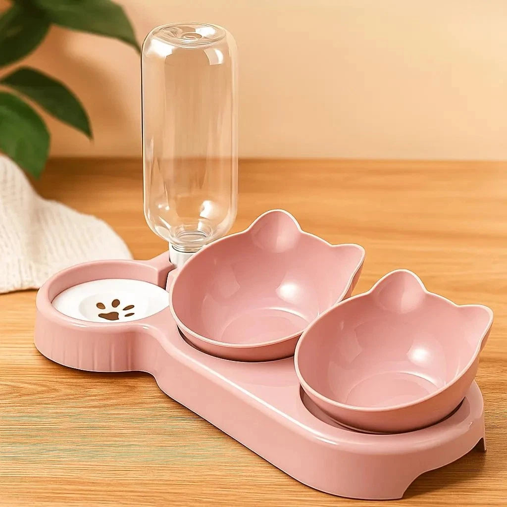 🐱💧 Purrfect Mealtimes — 3-in-1 Cat Food & Water Bowl with Automatic Water Supply
