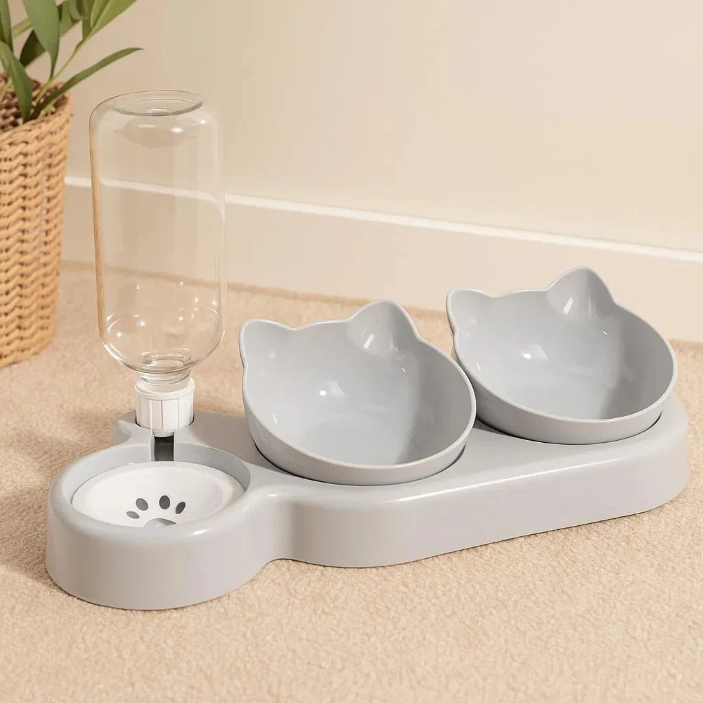 🐱💧 Purrfect Mealtimes — 3-in-1 Cat Food & Water Bowl with Automatic Water Supply