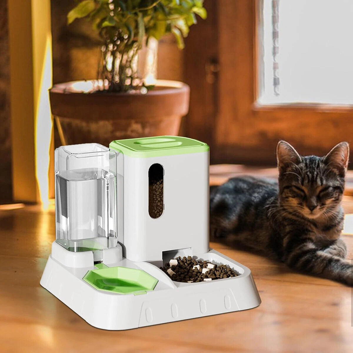 Automatic Cat Feeder & Water Dispenser – 2-in-1 Food & Water Station