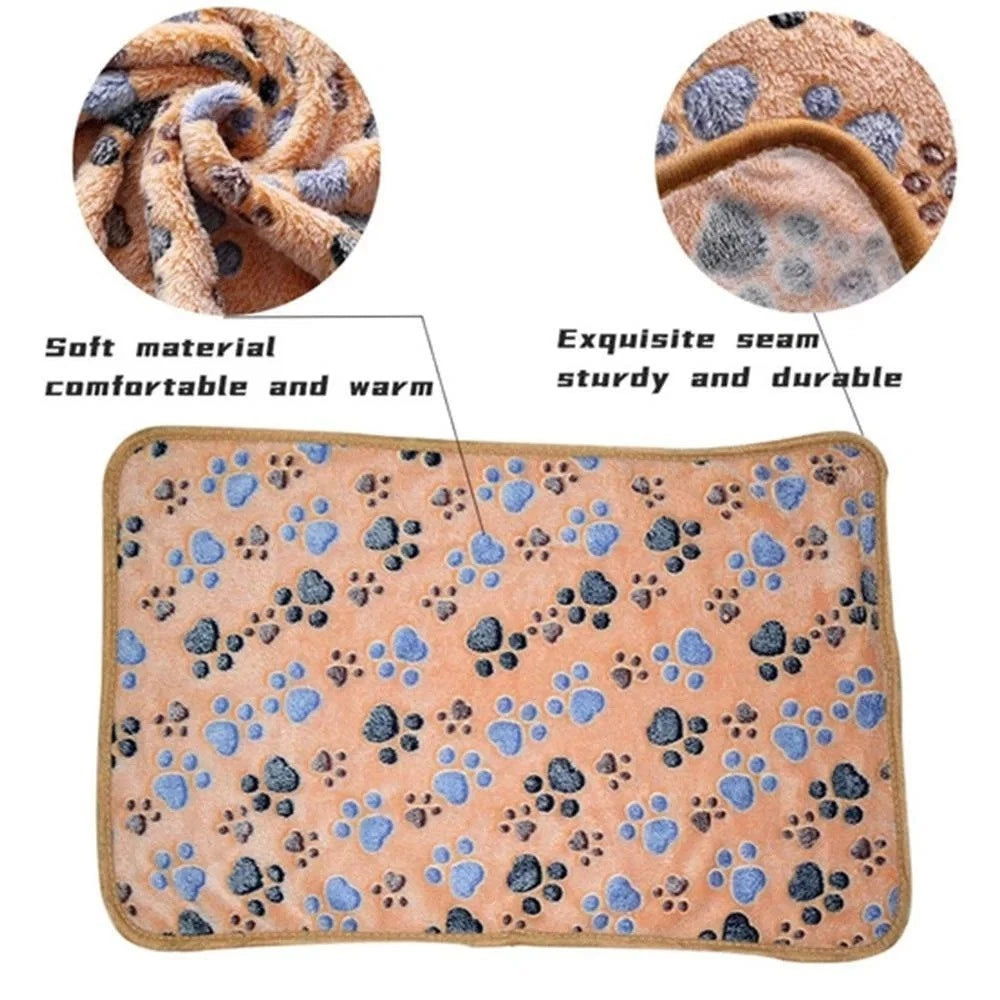 Cosy Pet Blanket — Soft Fleece Paw Print Mat & Bed Cushion for Dogs & Cats