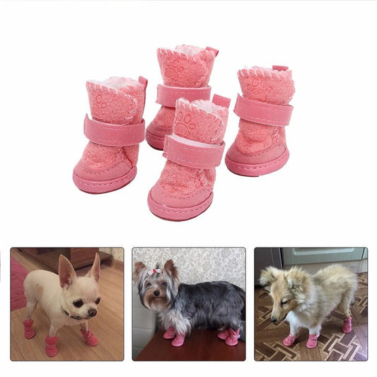 Warm Fleecy Dog Boots — Non-Slip Winter Shoes for Dogs & Puppies
