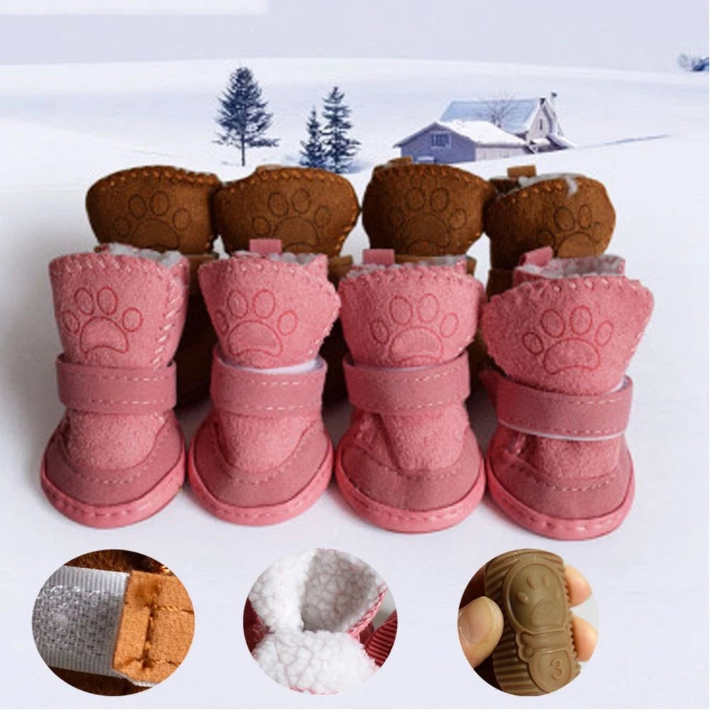 Warm Fleecy Dog Boots — Non-Slip Winter Shoes for Dogs & Puppies