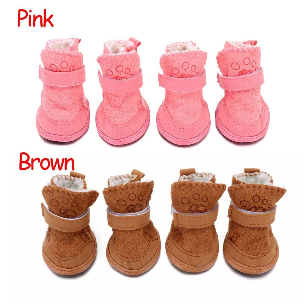 Warm Fleecy Dog Boots — Non-Slip Winter Shoes for Dogs & Puppies