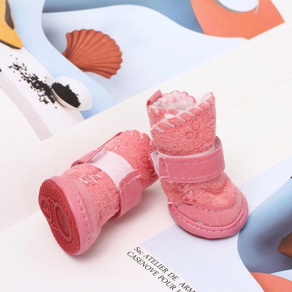 Warm Fleecy Dog Boots — Non-Slip Winter Shoes for Dogs & Puppies