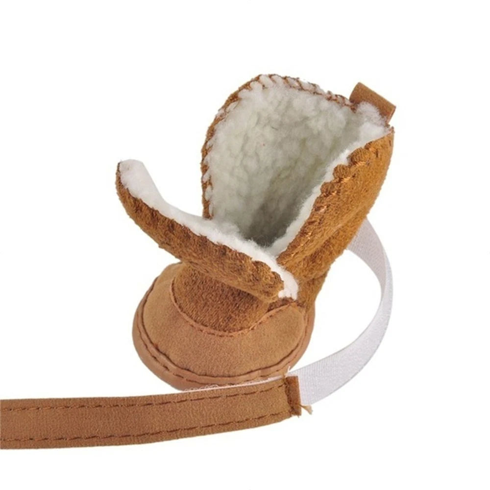 Warm Fleecy Dog Boots — Non-Slip Winter Shoes for Dogs & Puppies