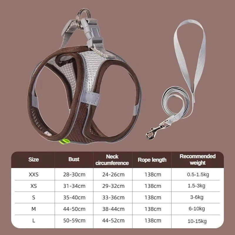 Reflective Pet Harness & Lead – Adjustable Mesh Vest for Dogs, Cats, Puppies & Kittens