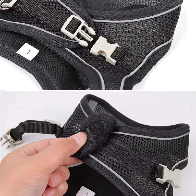 Reflective Pet Harness & Lead – Adjustable Mesh Vest for Dogs, Cats, Puppies & Kittens