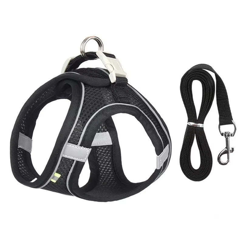 Reflective Pet Harness & Lead – Adjustable Mesh Vest for Dogs, Cats, Puppies & Kittens