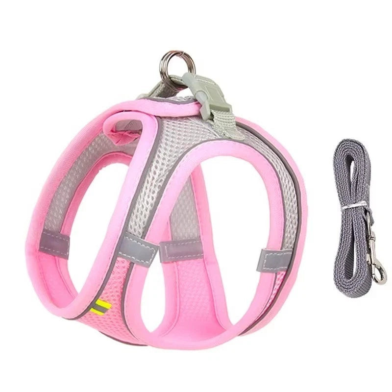 Reflective Pet Harness & Lead – Adjustable Mesh Vest for Dogs, Cats, Puppies & Kittens