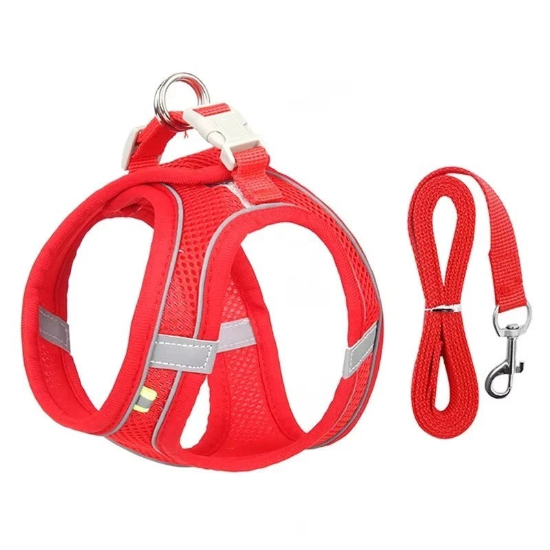 Reflective Pet Harness & Lead – Adjustable Mesh Vest for Dogs, Cats, Puppies & Kittens