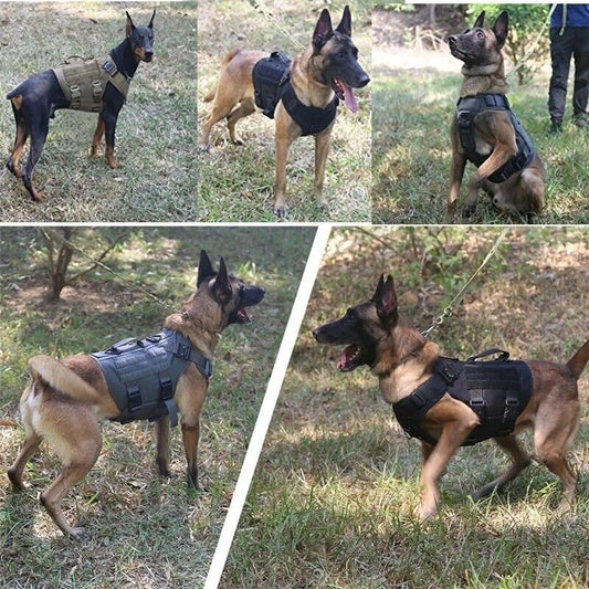 Heavy Duty Tactical Dog Harness – Adjustable Military Training Vest Only and Vest with Leash