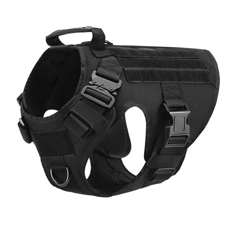Heavy Duty Tactical Dog Harness – Adjustable Military Training Vest Only and Vest with Leash