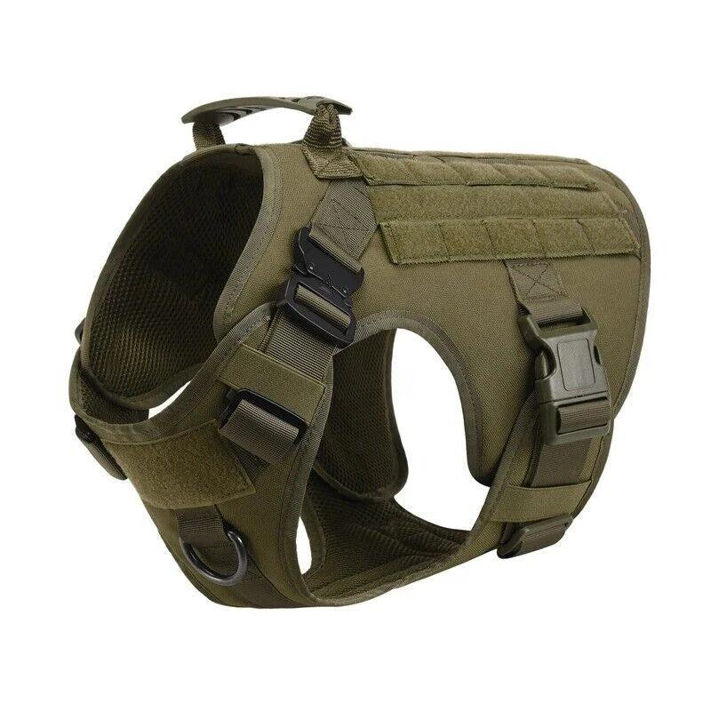 Heavy Duty Tactical Dog Harness – Adjustable Military Training Vest Only and Vest with Leash