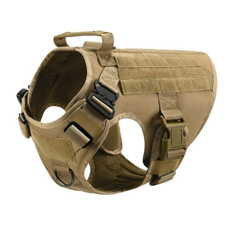Heavy Duty Tactical Dog Harness – Adjustable Military Training Vest Only and Vest with Leash