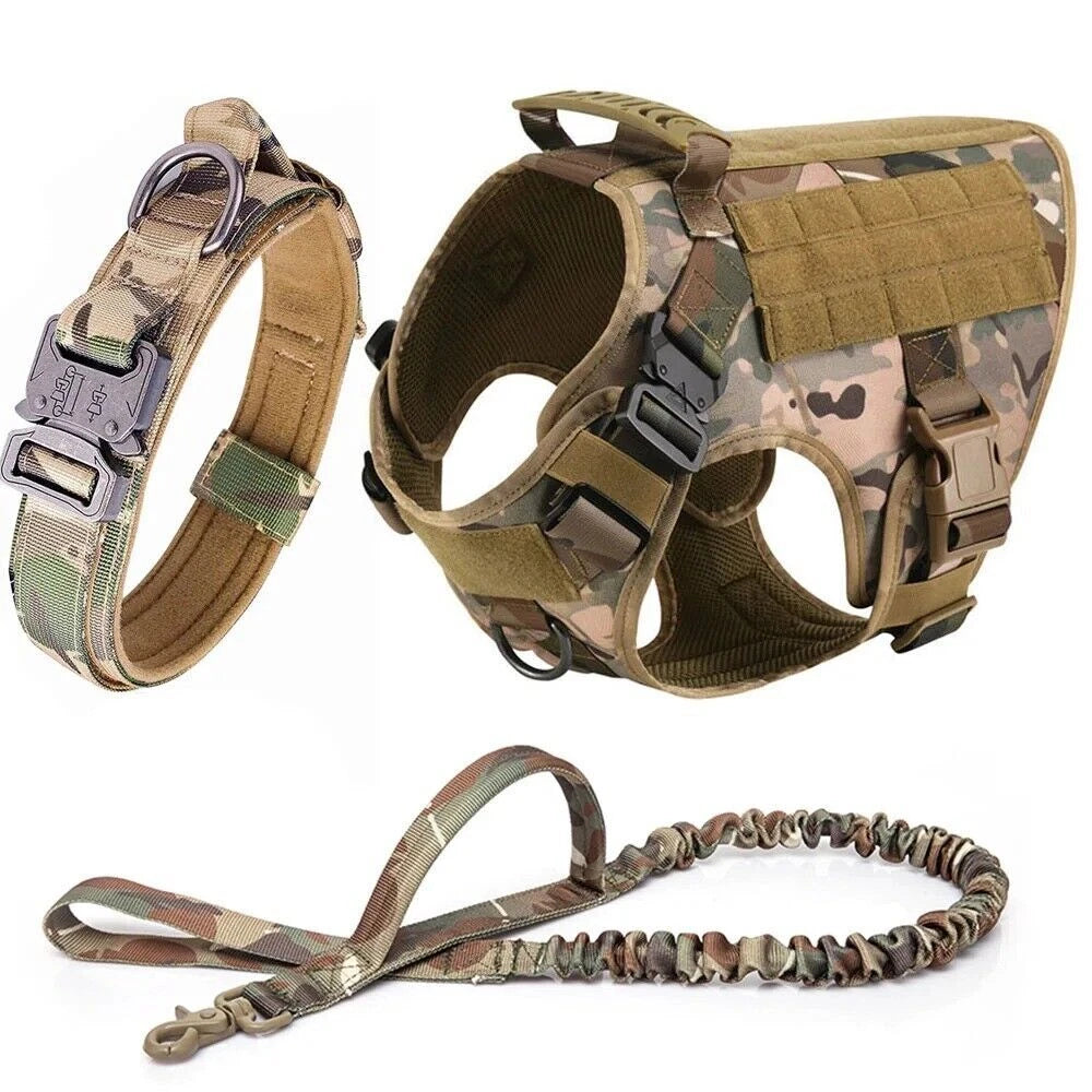 Heavy Duty Tactical Dog Harness – Adjustable Military Training Vest, Leash and Collar