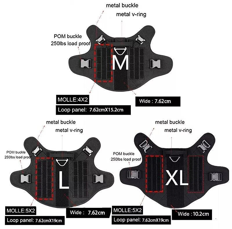 Heavy Duty Tactical Dog Harness – Adjustable Military Training Vest, Leash and Collar