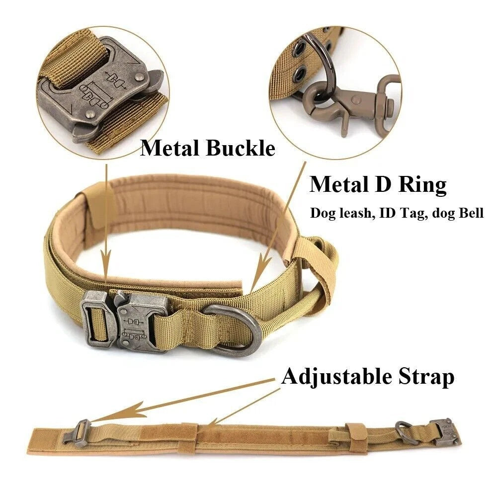 Heavy Duty Tactical Dog Harness – Adjustable Military Training Vest, Leash and Collar