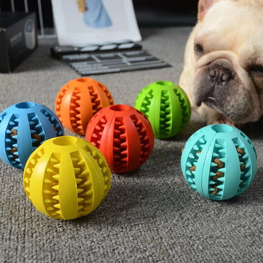 Interactive Dog Treat Ball — Puzzle, Chew & Teething Toy for Puppies & Dogs