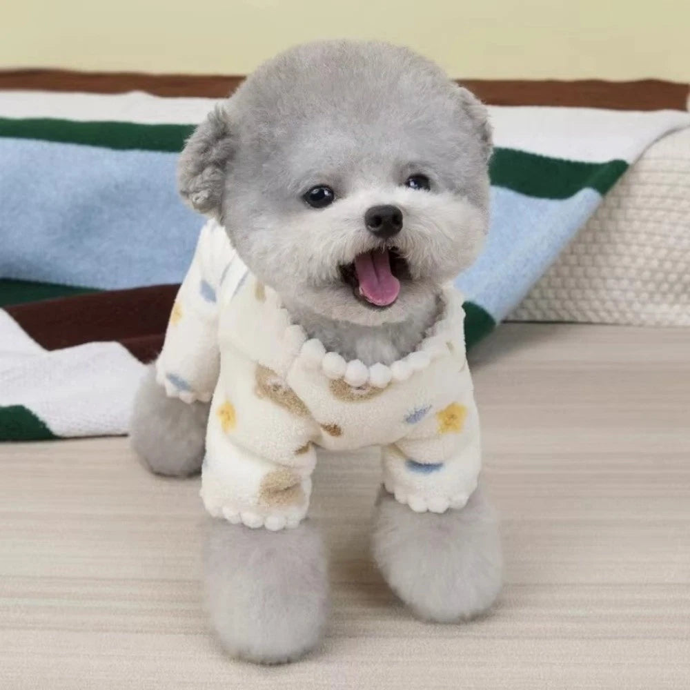 Cosy Bear Jumpsuit — Soft Fleece Winter Wear for Little Pups