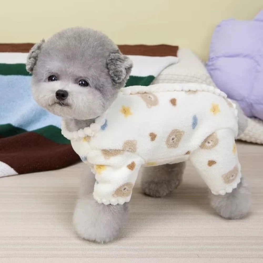Cosy Bear Jumpsuit — Soft Fleece Winter Wear for Little Pups