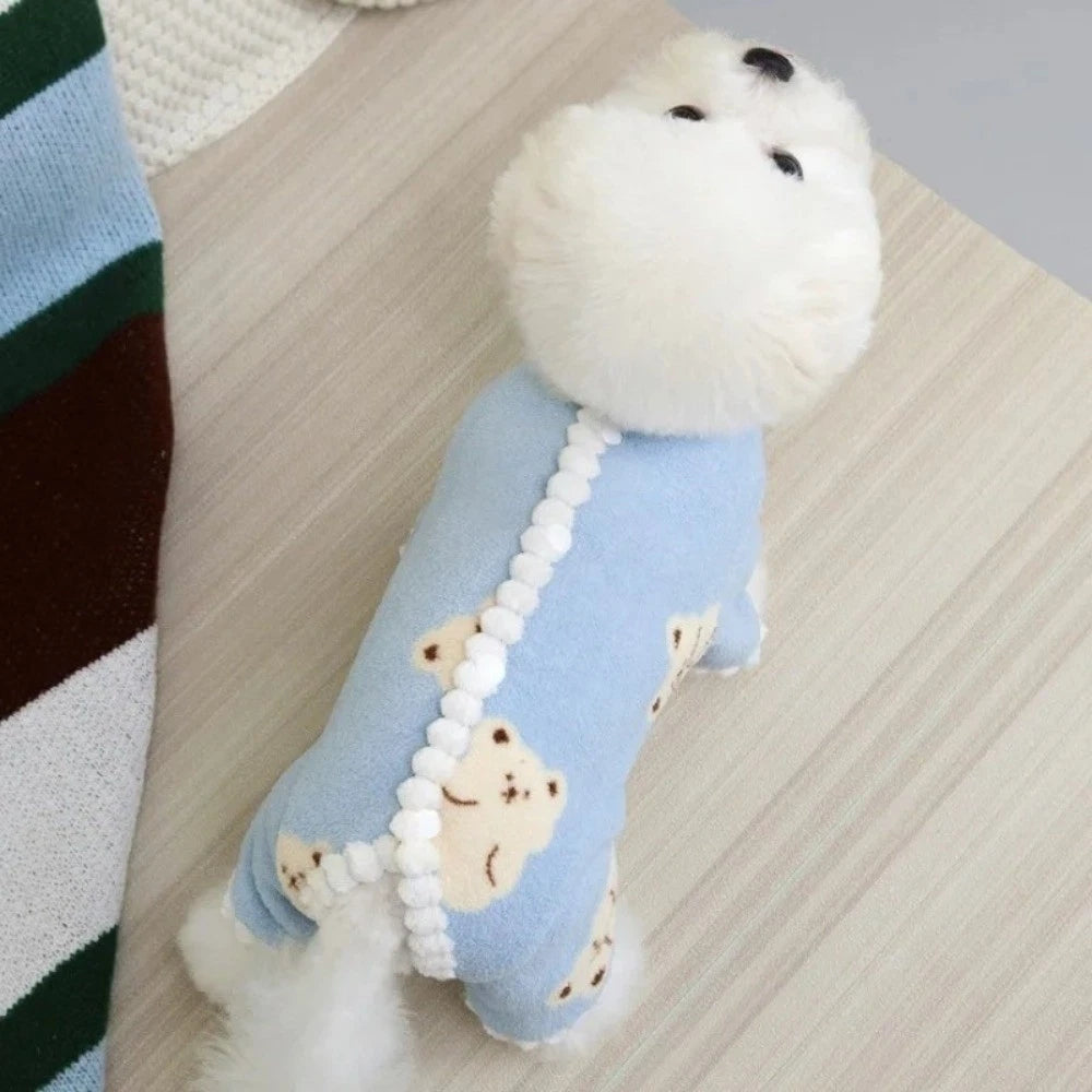 Cosy Bear Jumpsuit — Soft Fleece Winter Wear for Little Pups