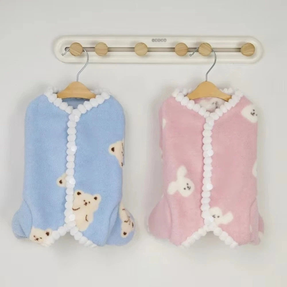 Cosy Bear Jumpsuit — Soft Fleece Winter Wear for Little Pups