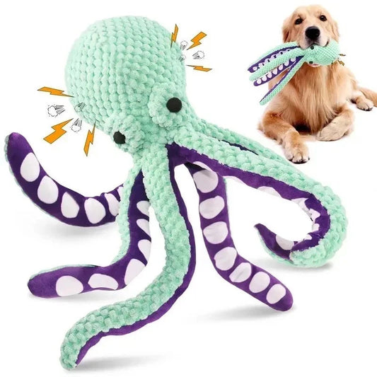 Plush Octopus Dog Toy — Interactive Squeaky Chew Toy for Small & Large Dogs