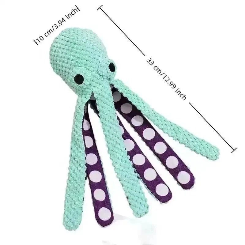 Plush Octopus Dog Toy — Interactive Squeaky Chew Toy for Small & Large Dogs