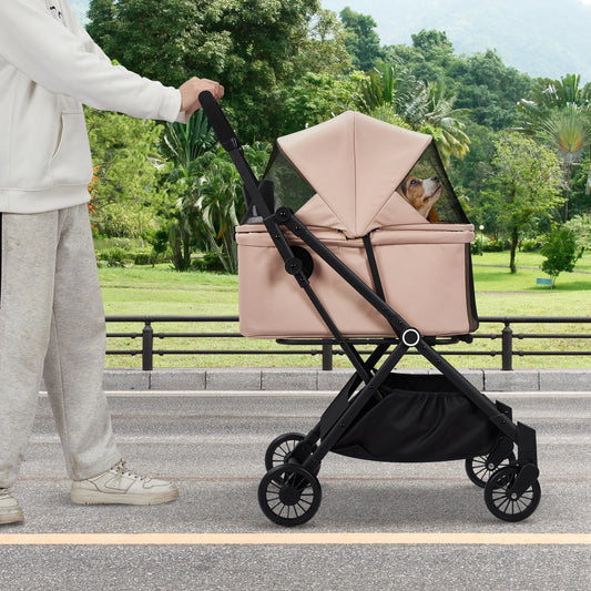 Foldable Pet Stroller — 4-Wheel Dog & Cat Carrier for Travel & Adventures