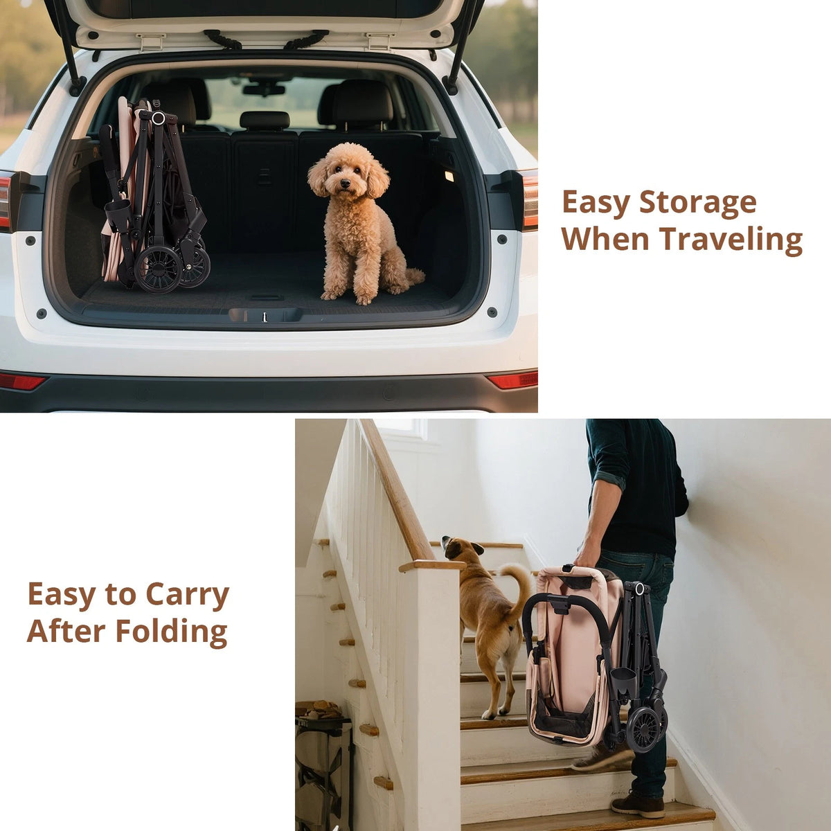 Foldable Pet Stroller — 4-Wheel Dog & Cat Carrier for Travel & Adventures