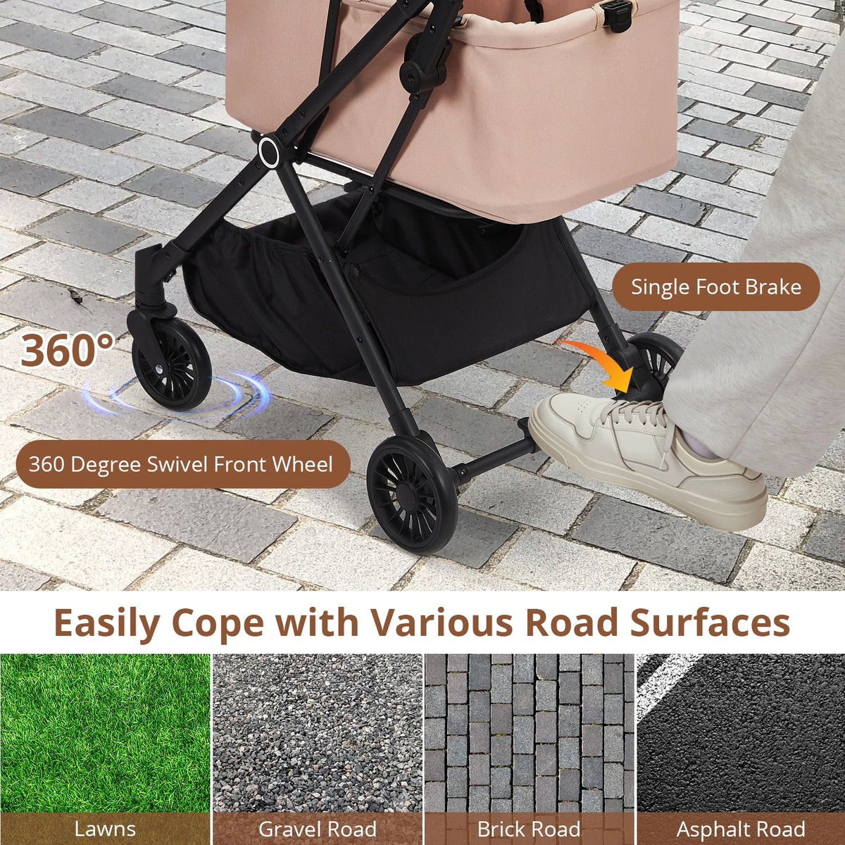 Foldable Pet Stroller — 4-Wheel Dog & Cat Carrier for Travel & Adventures