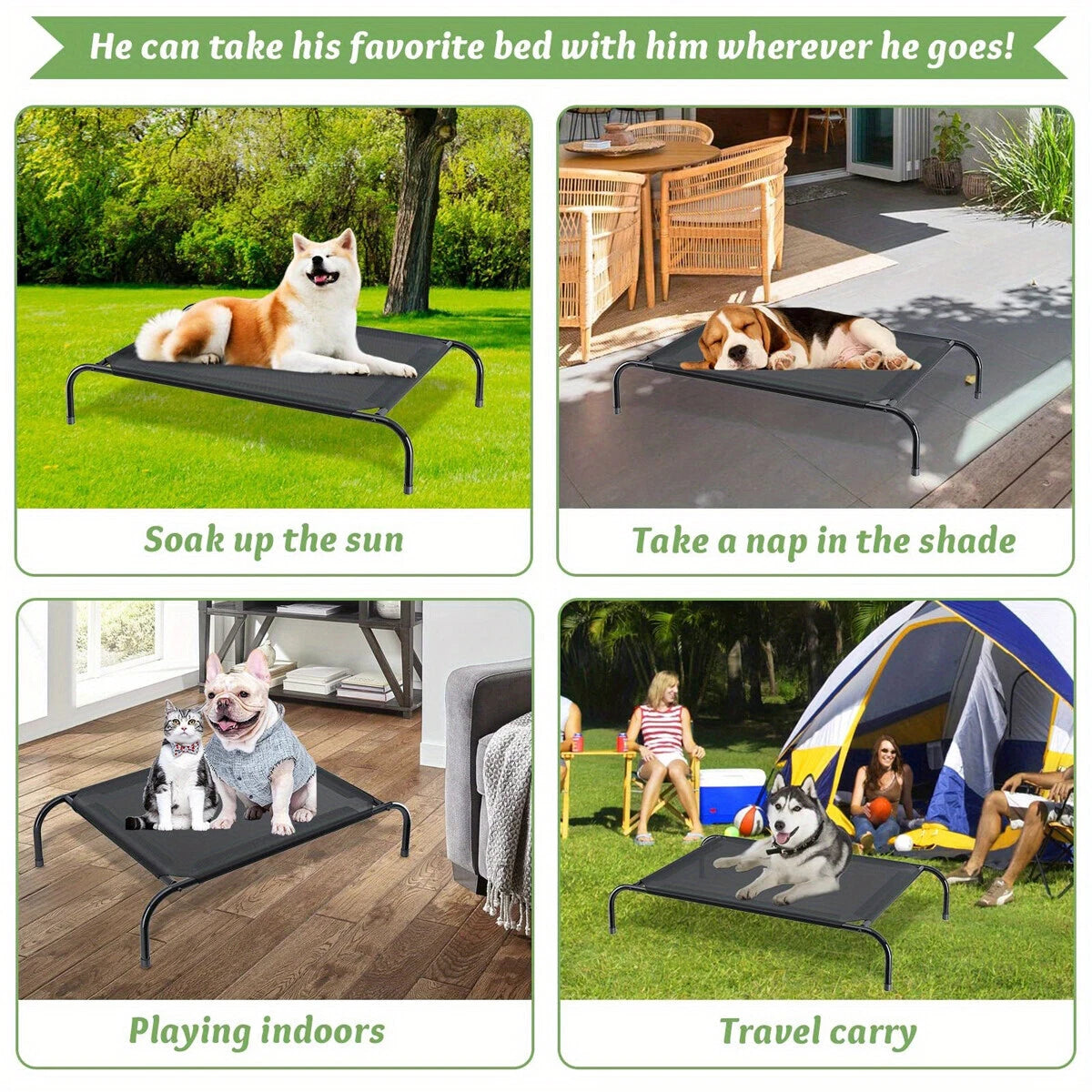 Elevated Raised Dog Bed — Heavy-Duty Trampoline Bed for Indoor & Outdoor Comfort