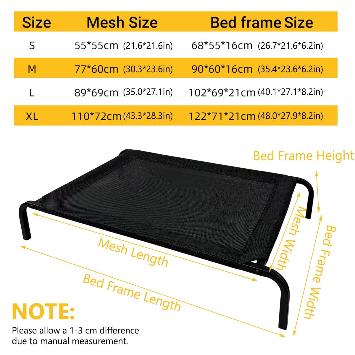 Elevated Raised Dog Bed — Heavy-Duty Trampoline Bed for Indoor & Outdoor Comfort