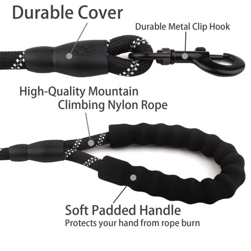 Reflective Dog Lead – Strong Nylon Walking & Training Leash with Padded Handle