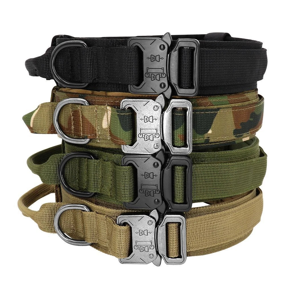 Heavy Duty Tactical Dog Collar – Adjustable Nylon Collar with Metal Buckle