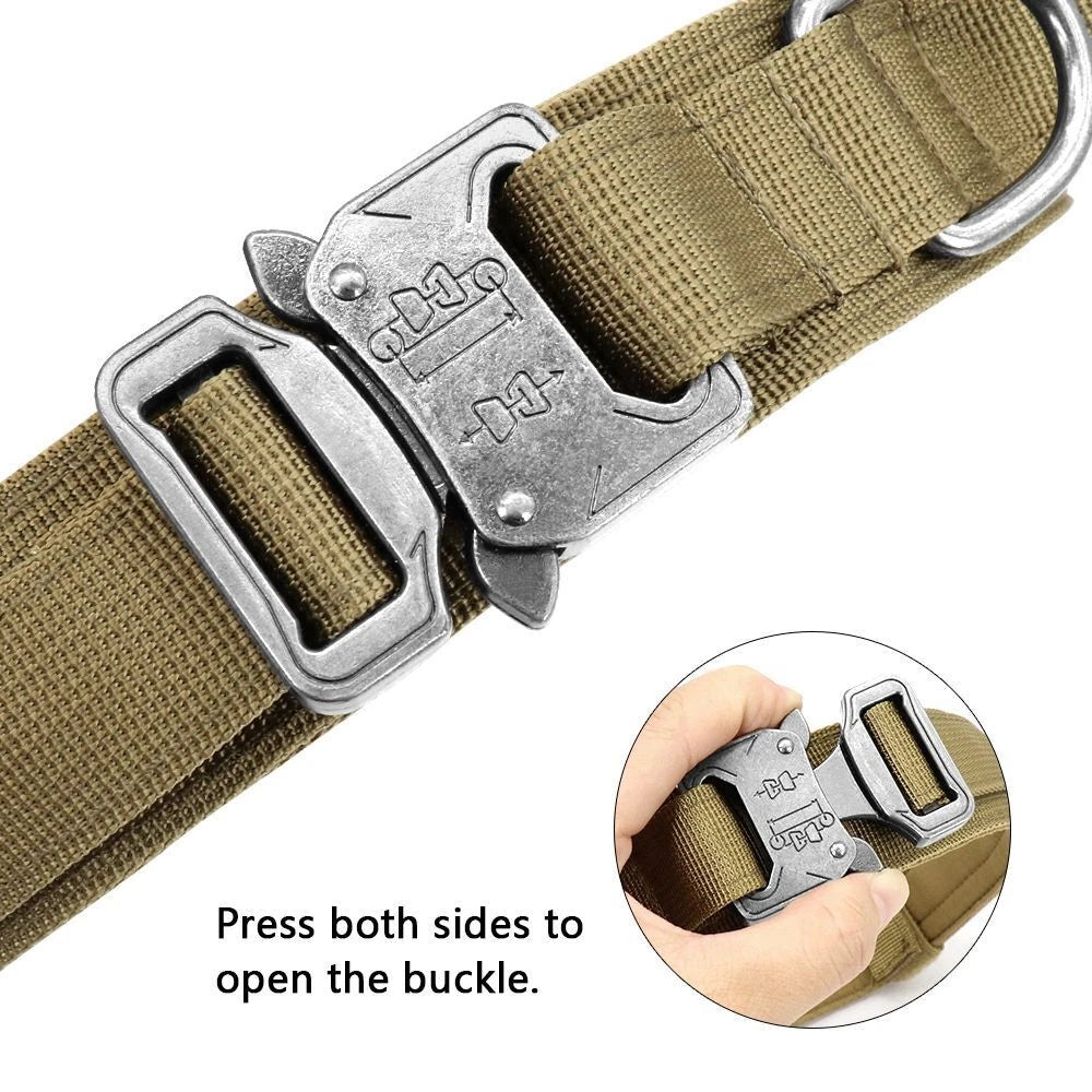 Heavy Duty Tactical Dog Collar – Adjustable Nylon Collar with Metal Buckle