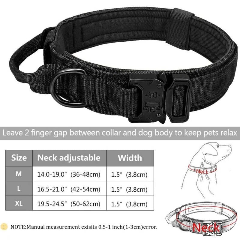 Heavy Duty Tactical Dog Collar – Adjustable Nylon Collar with Metal Buckle
