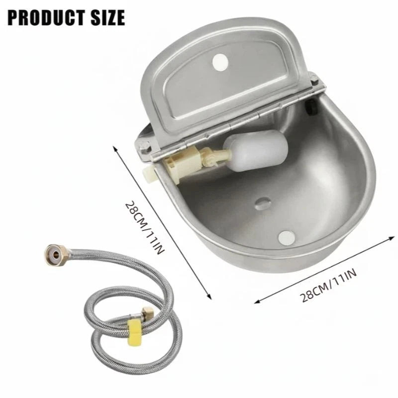 Automatic Dog Water Bowl – 4L Stainless Steel Self-Filling Water Trough